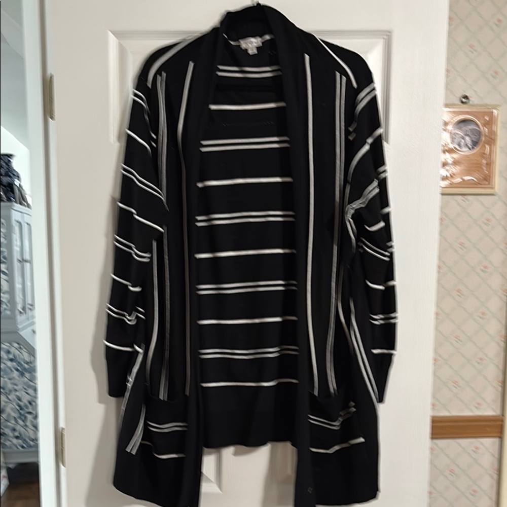 Black and White Striped Women's Sweater
